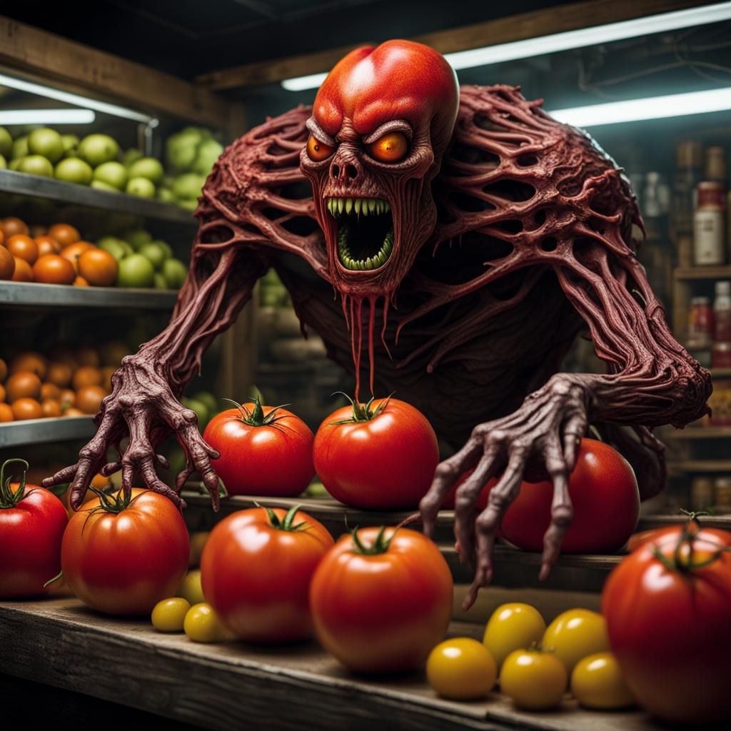 Demonic Tomato Zombie Monster Portrait