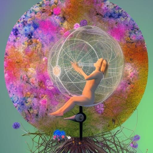 Human-Bird Hybrids on Stargazing Platform in 8k