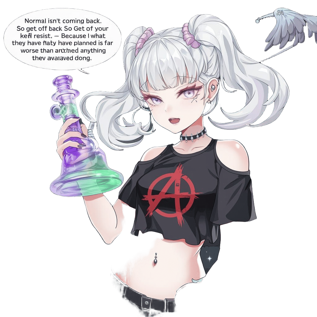 Anime Girl with Unicorn Bong in Manga Style