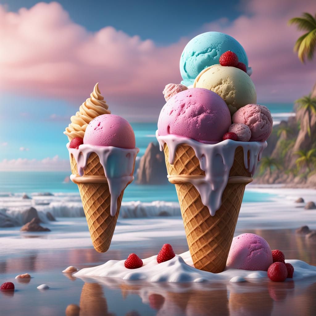 Ice Cream on a Beach: Digital Matte Painting