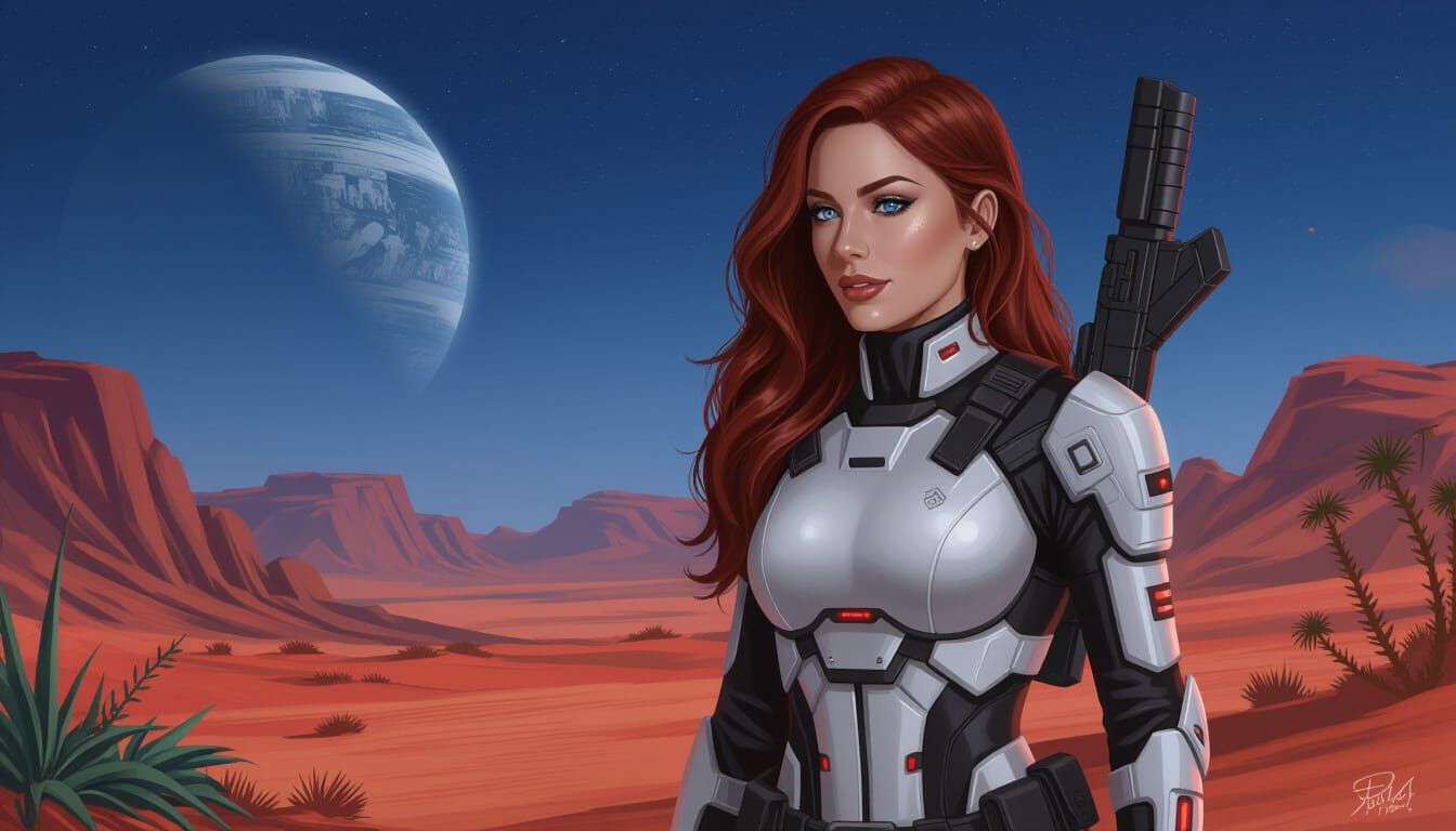 Futuristic Warrior Woman on Alien Planet