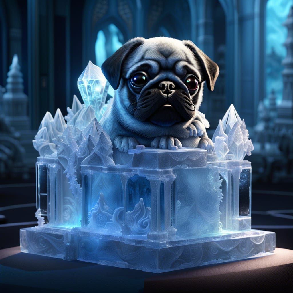 Icy Baby Pug Sculpture in Crystal Palace