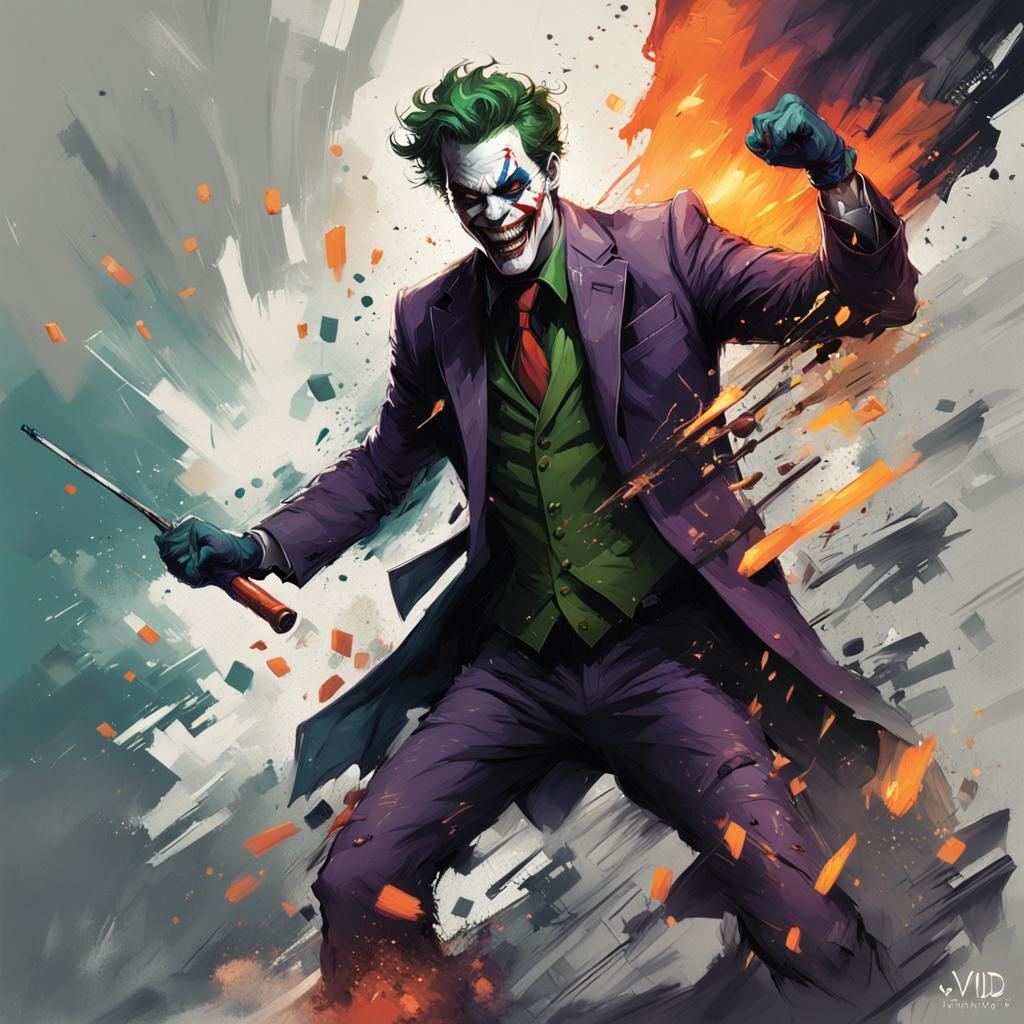 Futuristic Joker Antihero Robbery Concept Illustration