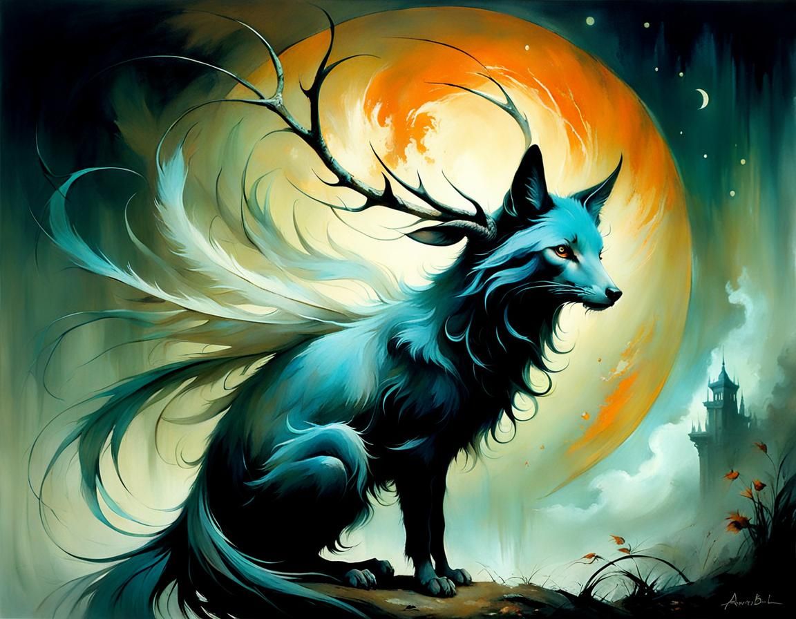 Spirit Animal Familiar in Surrealist Style