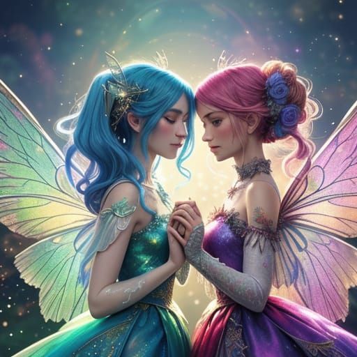 Enchanting Fairies Interact in a Mystical Landscape