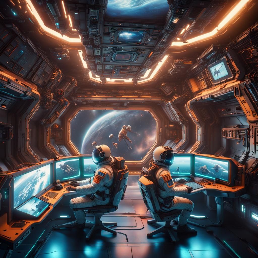 Astronauts Game in Futuristic Space Station
