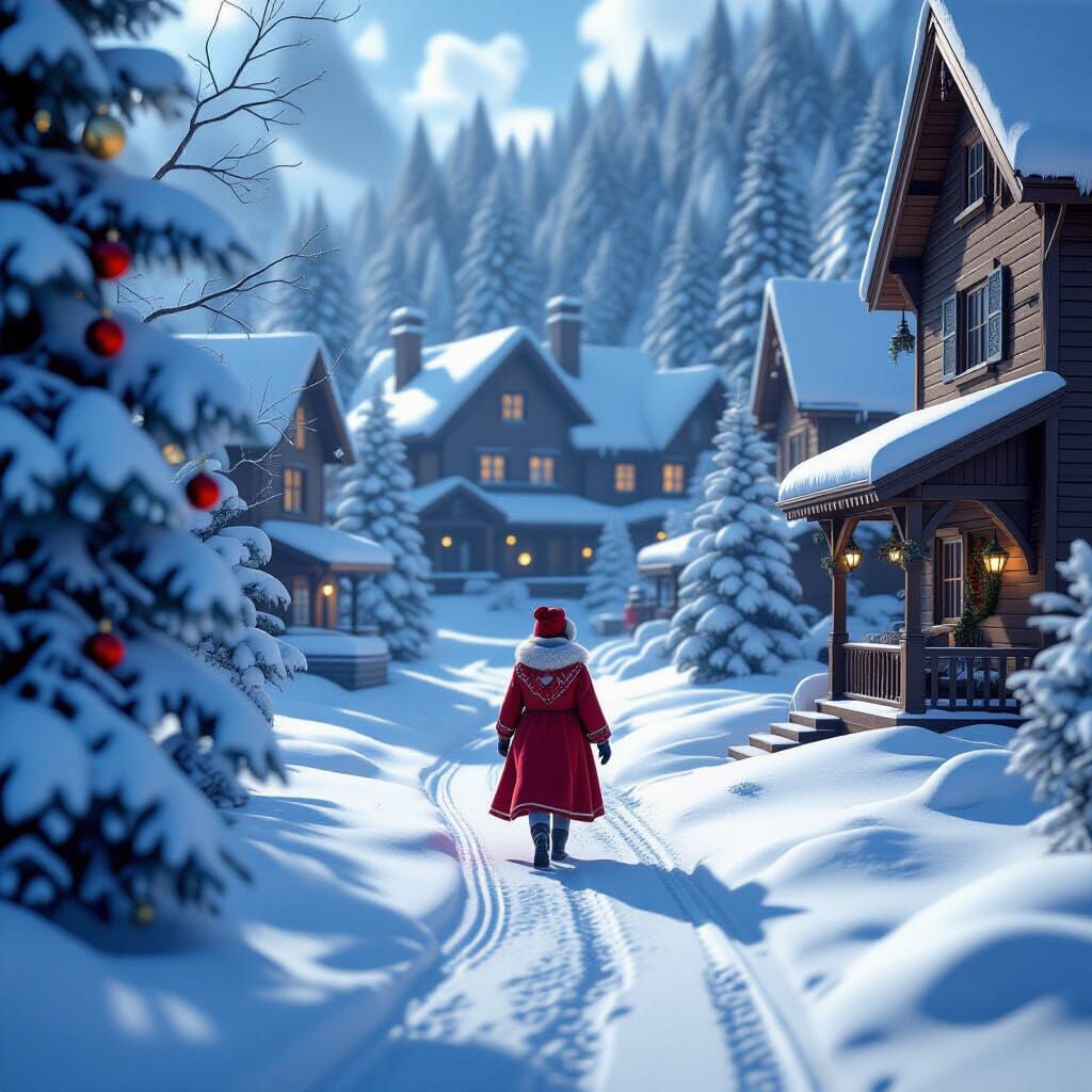 Christmas Movie Poster in 3D Unreal Engine Style