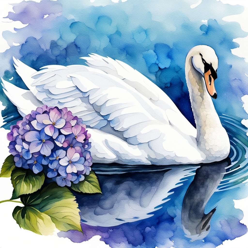 Watercolor Swan Tattoo Design Close-up