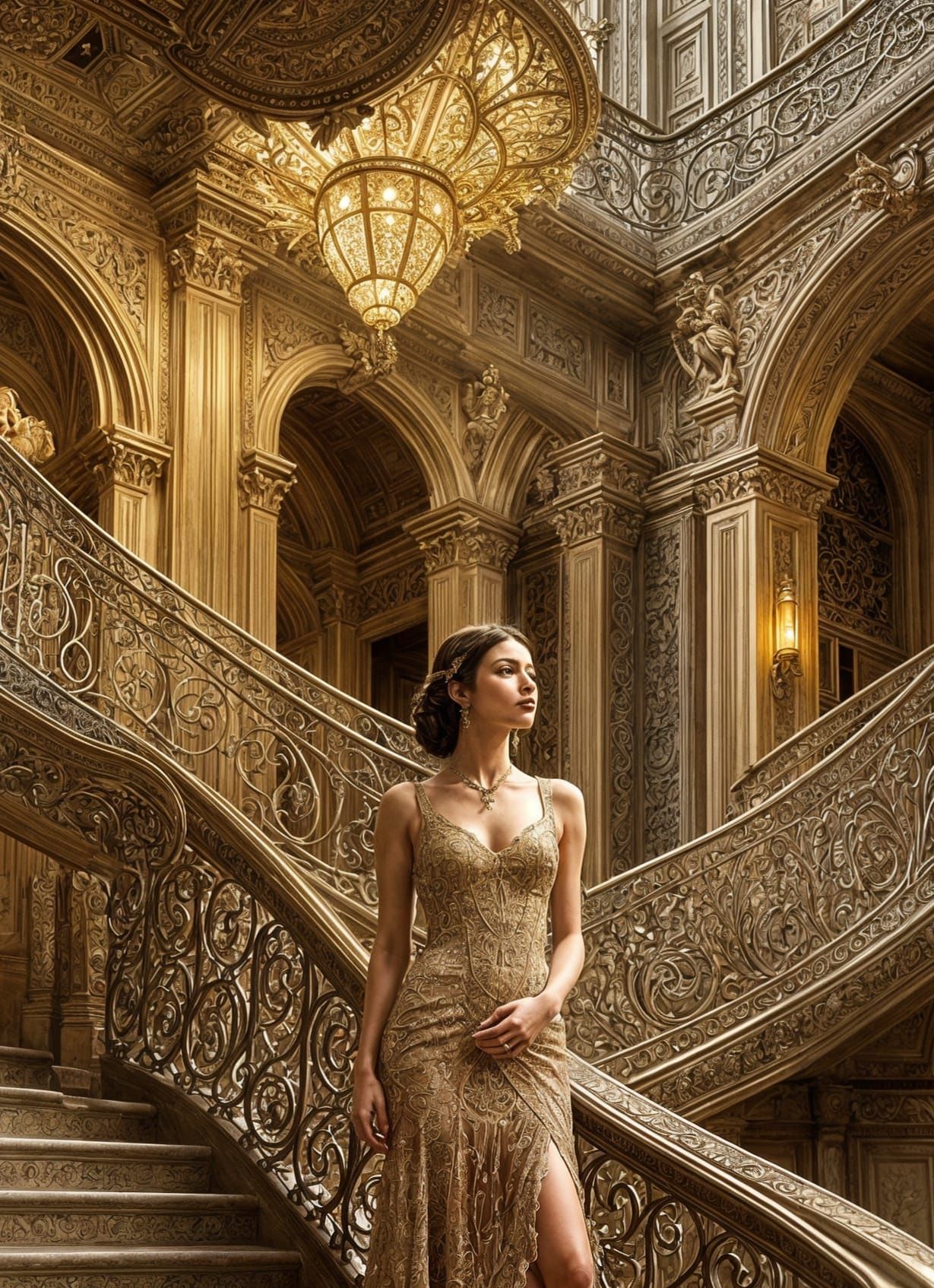 Expressionistic Art Nouveau Rococo Architecture Photoillustr...