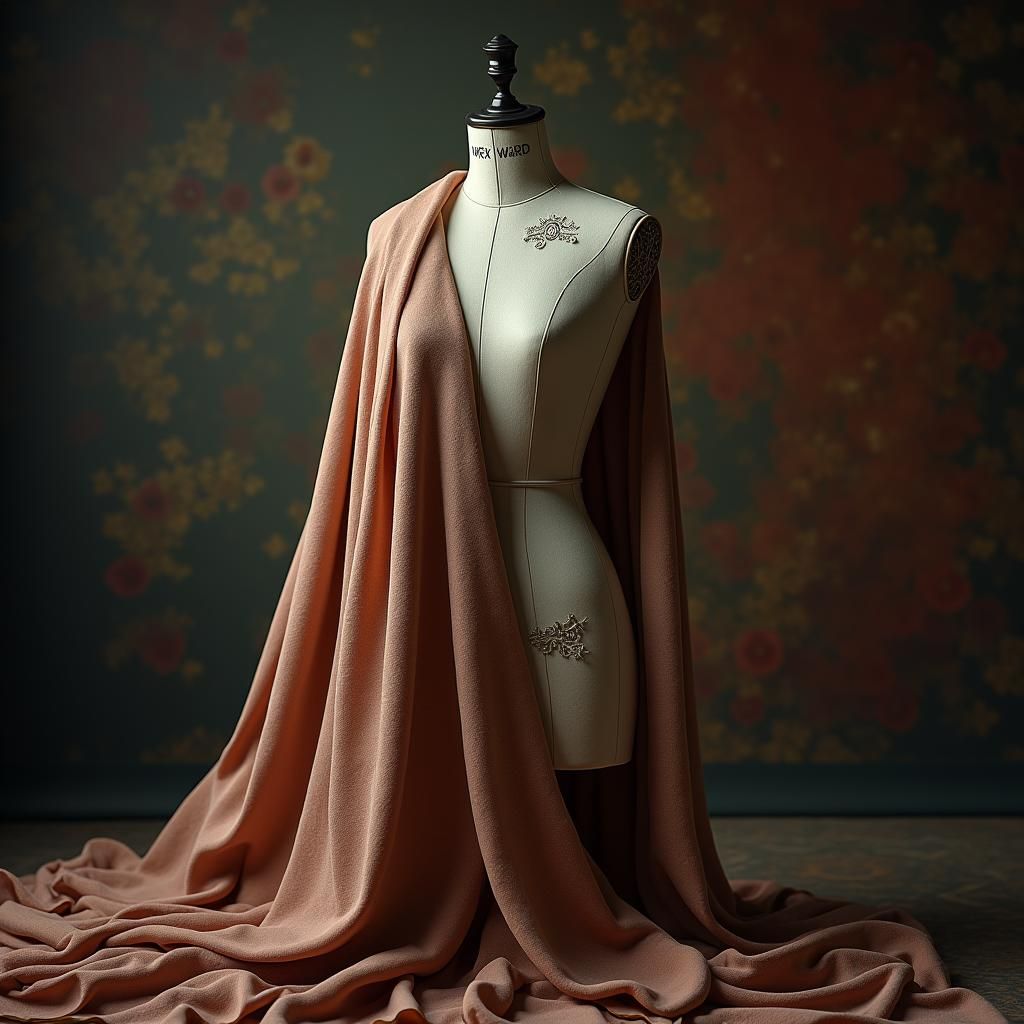 Draped Fabrics on Mannequin in Hyper-Realistic Style