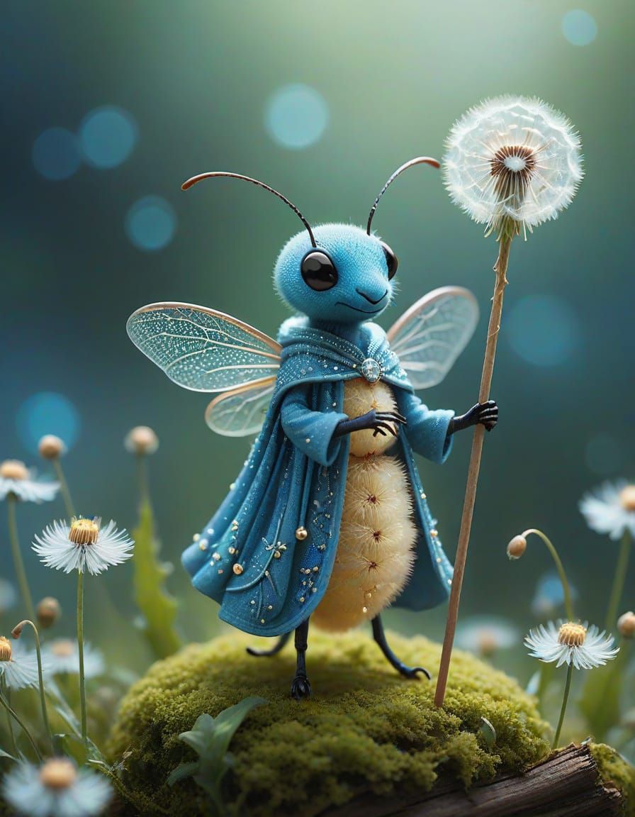 Whimsical Ant Wizard in Dreamy Wonderland