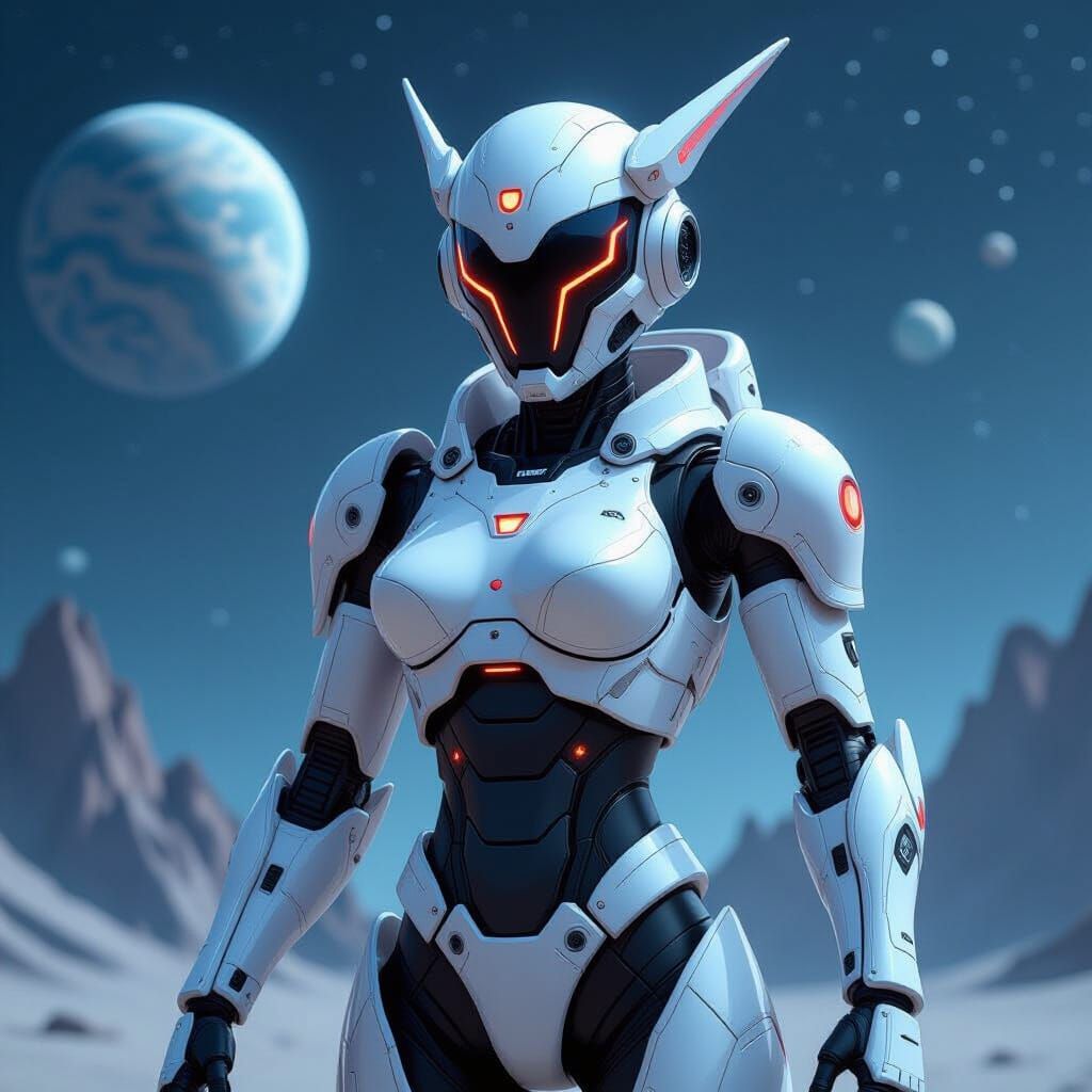 Futuristic Robotic Queen in Space