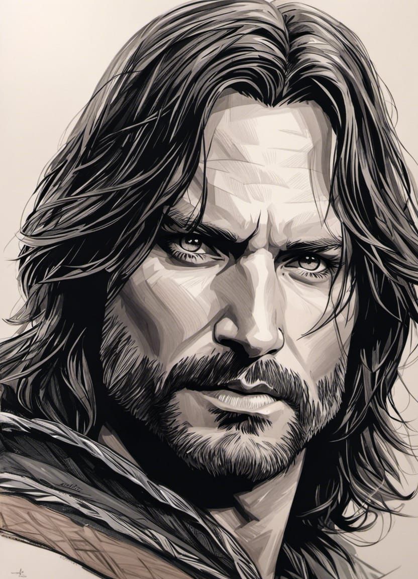 Sketch portrait of Aragorn