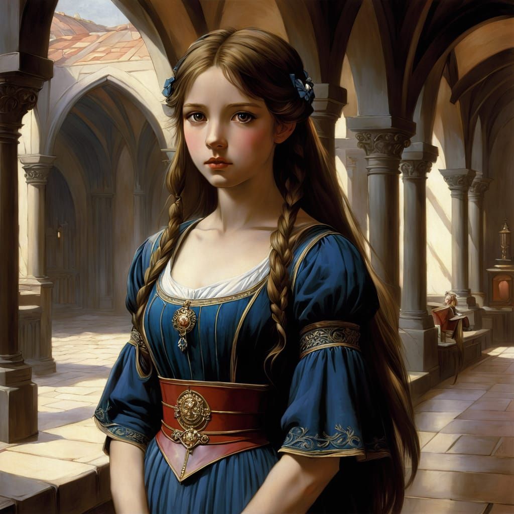 Maiden in a Chiaroscuro Castle