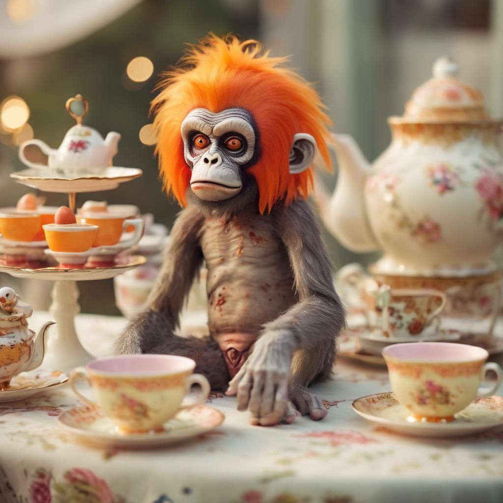 Zombie Monkey's Whimsical Tea Party Still Life