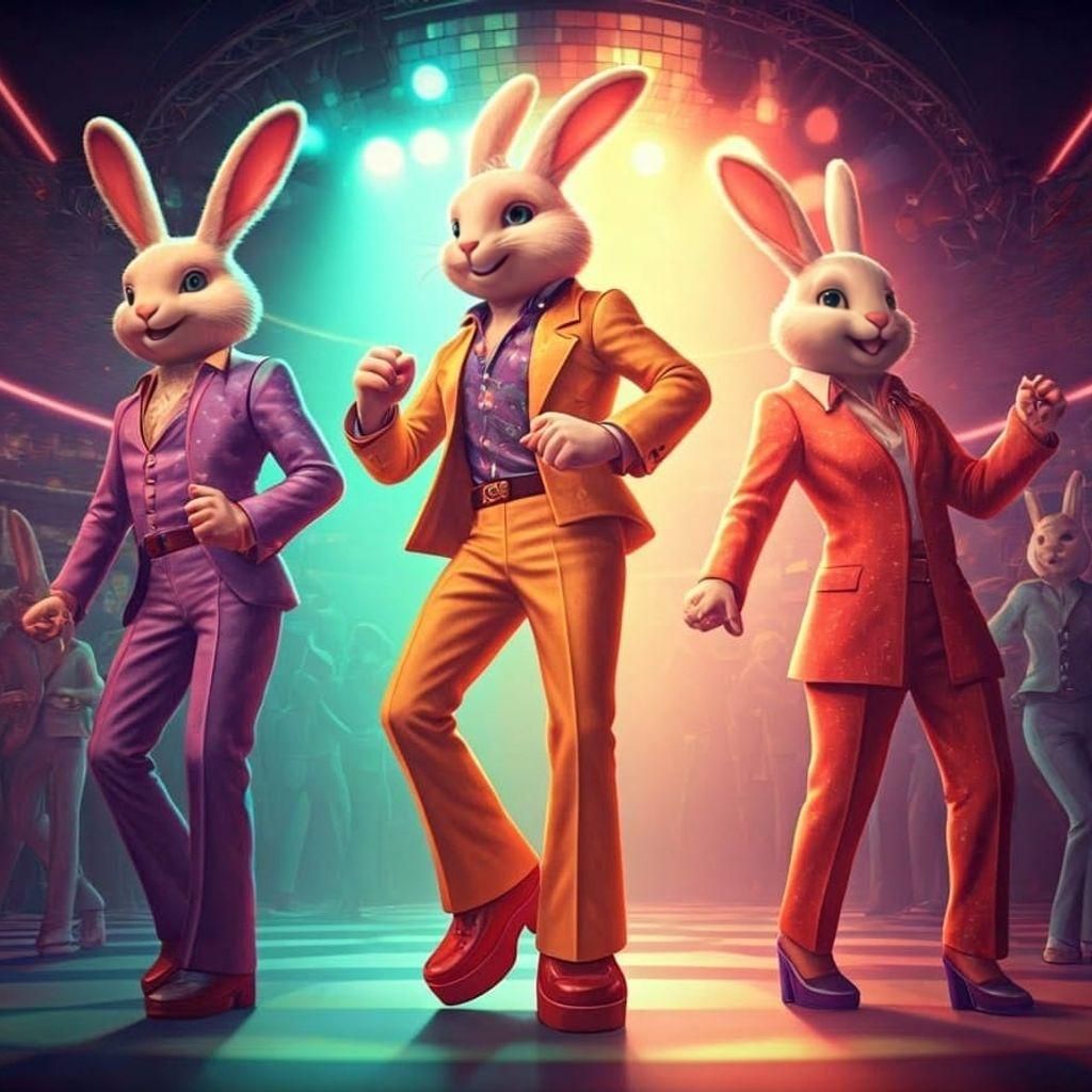 Dancing Anthropomorphic Rabbits at a Disco