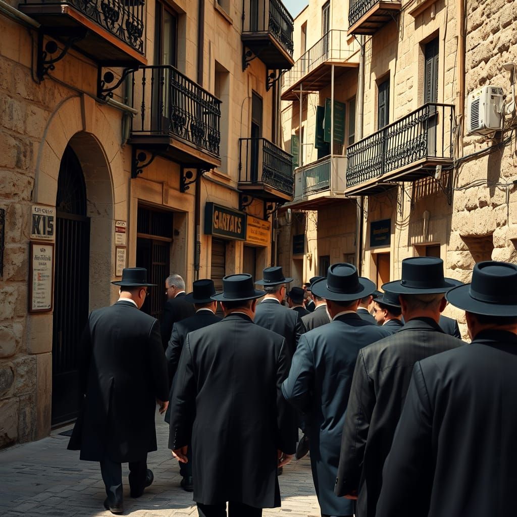 Ultra-Orthodox Men in Jerusalem's Mea Shearim