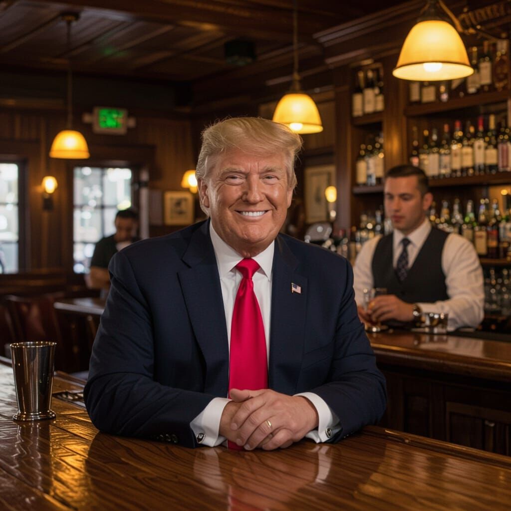 President at Bar in Photorealistic Style