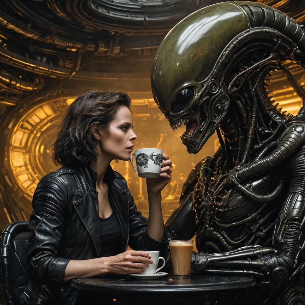 Ripley and Alien Coffee Break: Giger-Inspired Art
