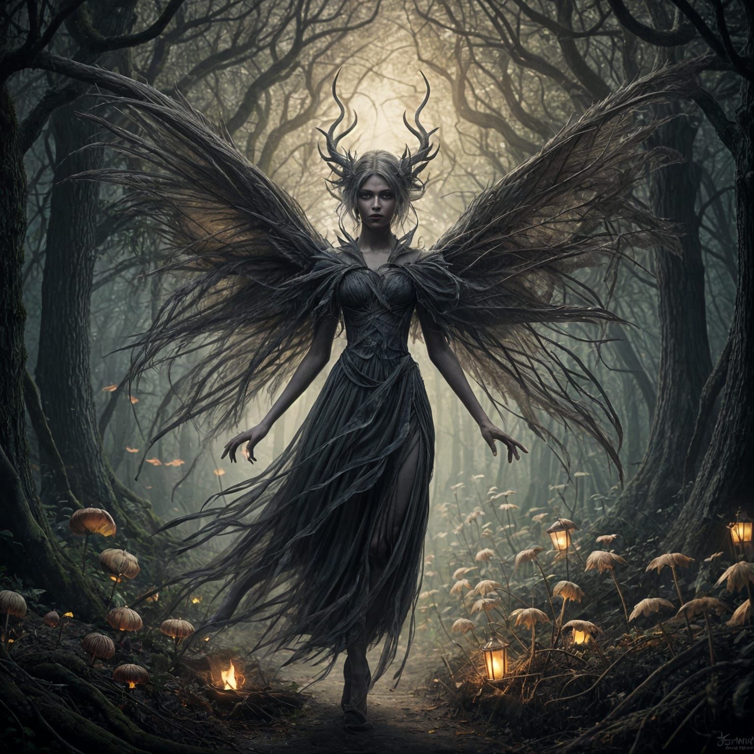 Evil Fairy in Dark Woods