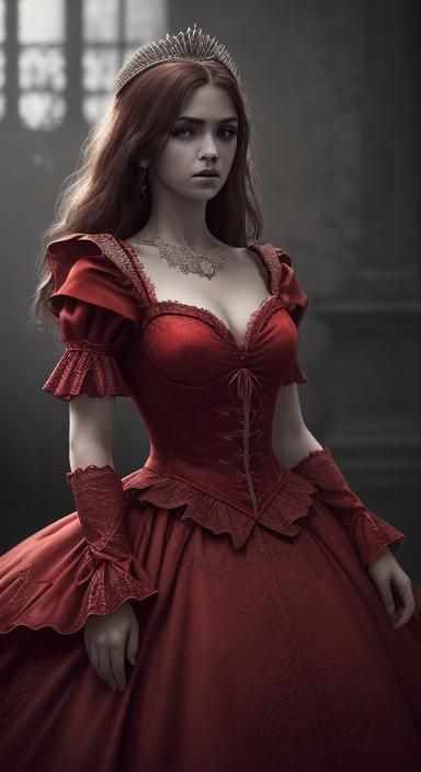 Hermosa princesa vestido rojo y ojos muy bello