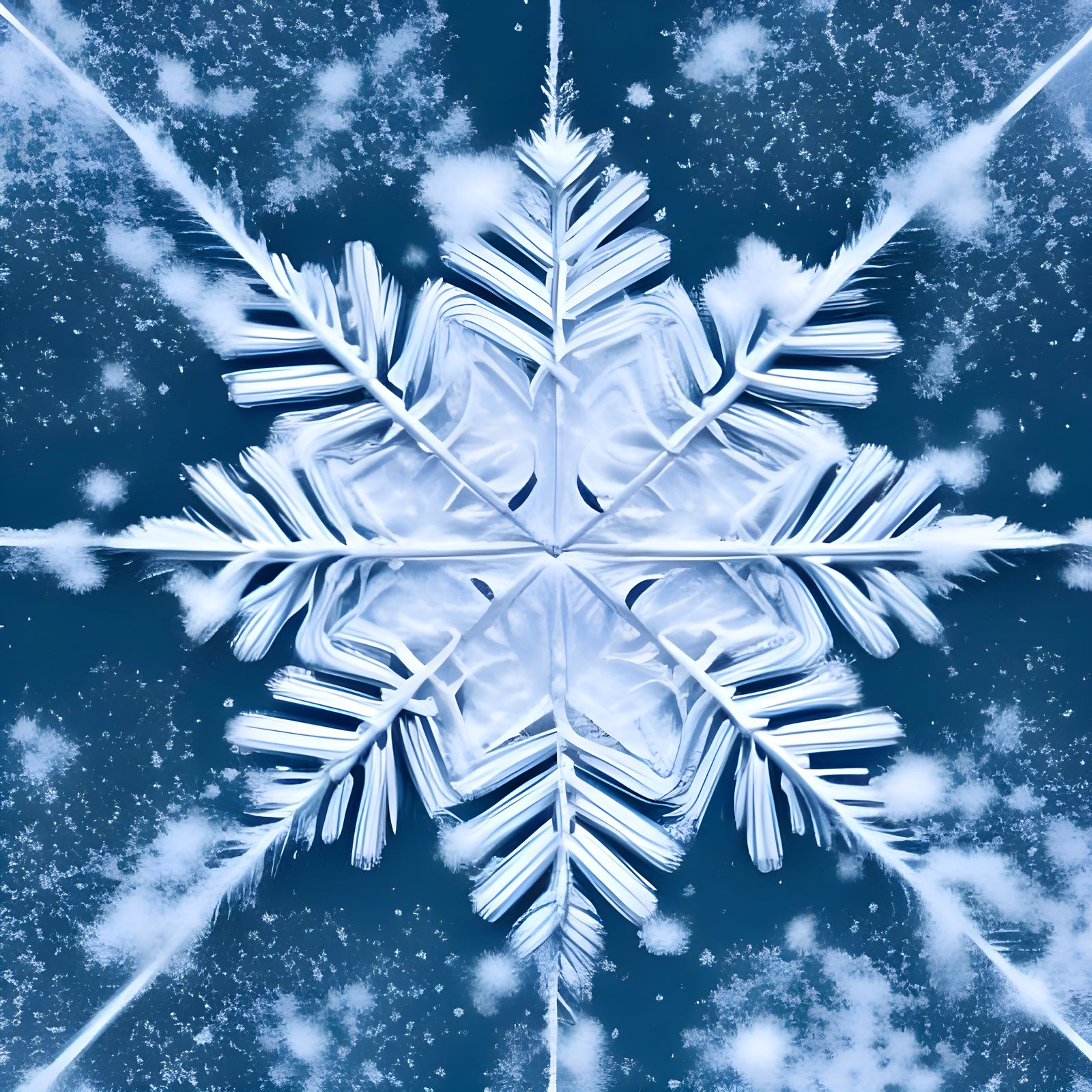 Macro Close-Up of a Snowflake