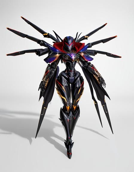 Sleek Robotic Spider Gynoid with Cloak