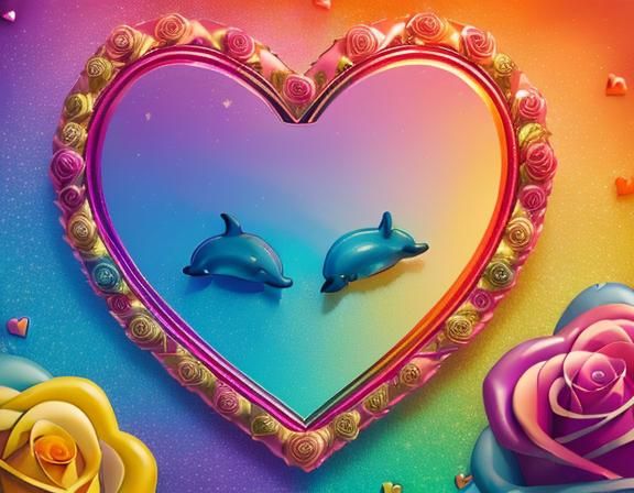 Magical Rainbow Collage in Golden Frame