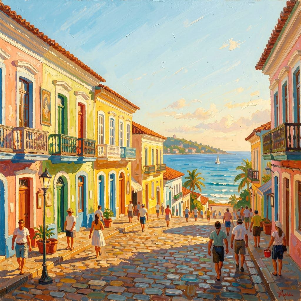 Vibrant Old San Juan Cityscape in Golden Hour Light