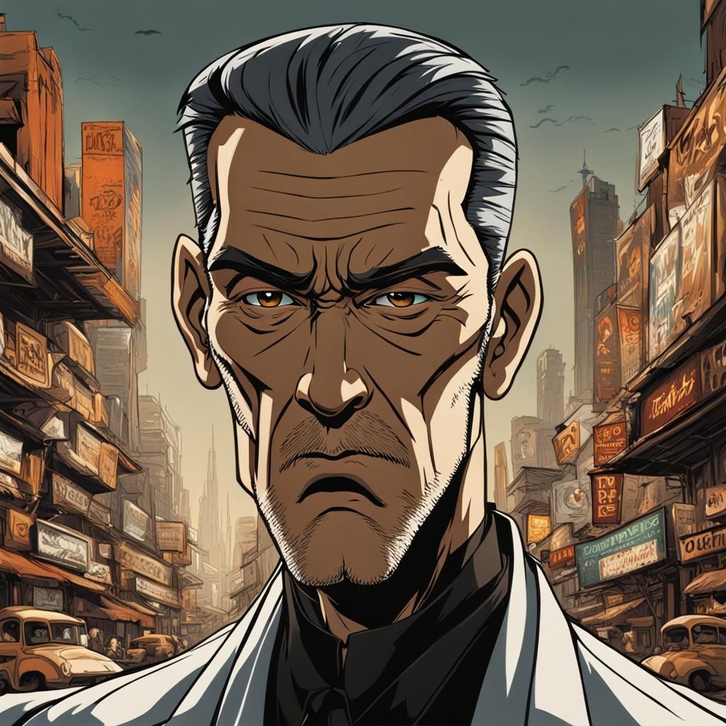 Animated Man's Face in Cartoon Style