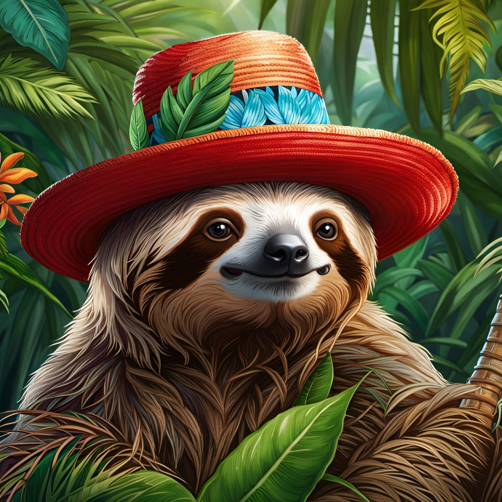 Adorable Red-Bearded Sloth in Jungle