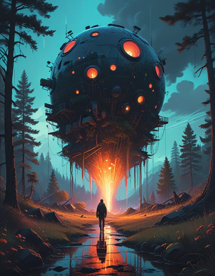 Dreamlike Surreal Scene with Magical Colors