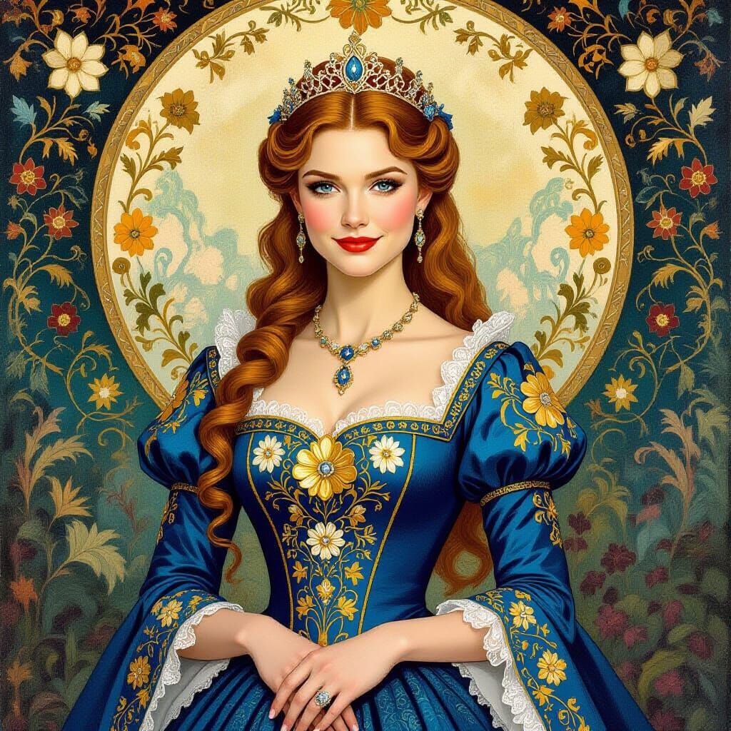 Princess in Azure Gown: A Gurney-esque Oil Painting