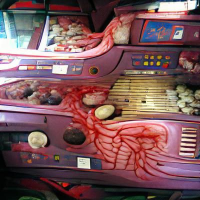 Macabre Arcade Machine Filled with Organs