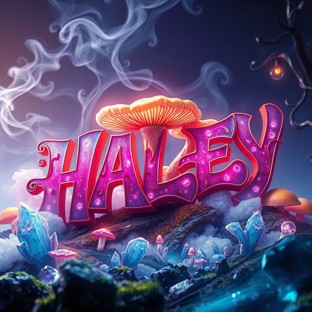 Mystical Glowing Mushrooms and Graffiti Art in 8K