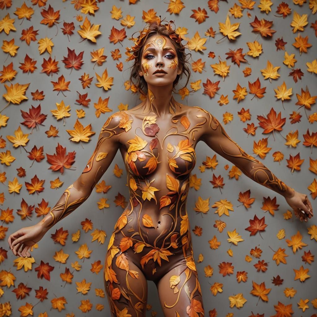 Autumn Leaves Body Painting: Fantasy Concept Art
