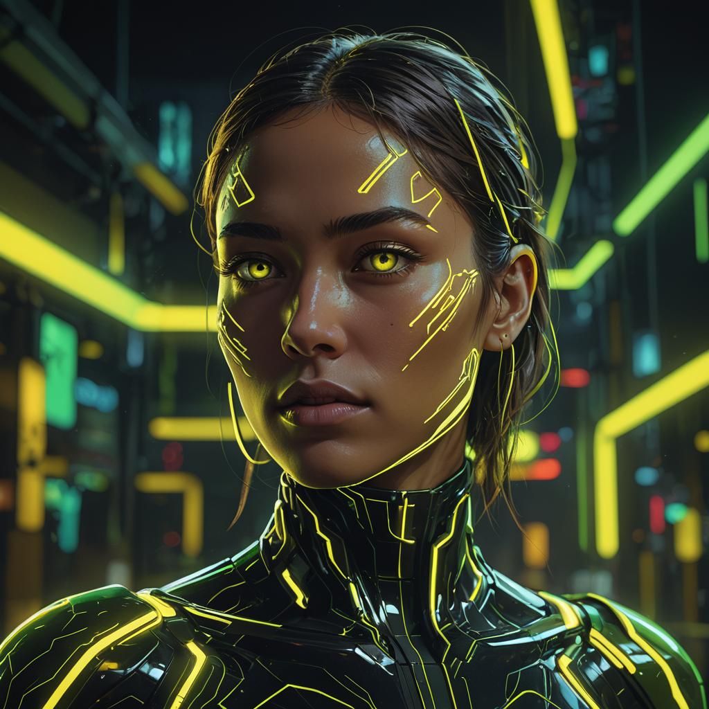 Neon-Lit Figure in Cyberpunk Concept Art