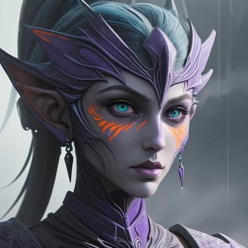 Mystical High Elf in Organic Armor, Digital Art