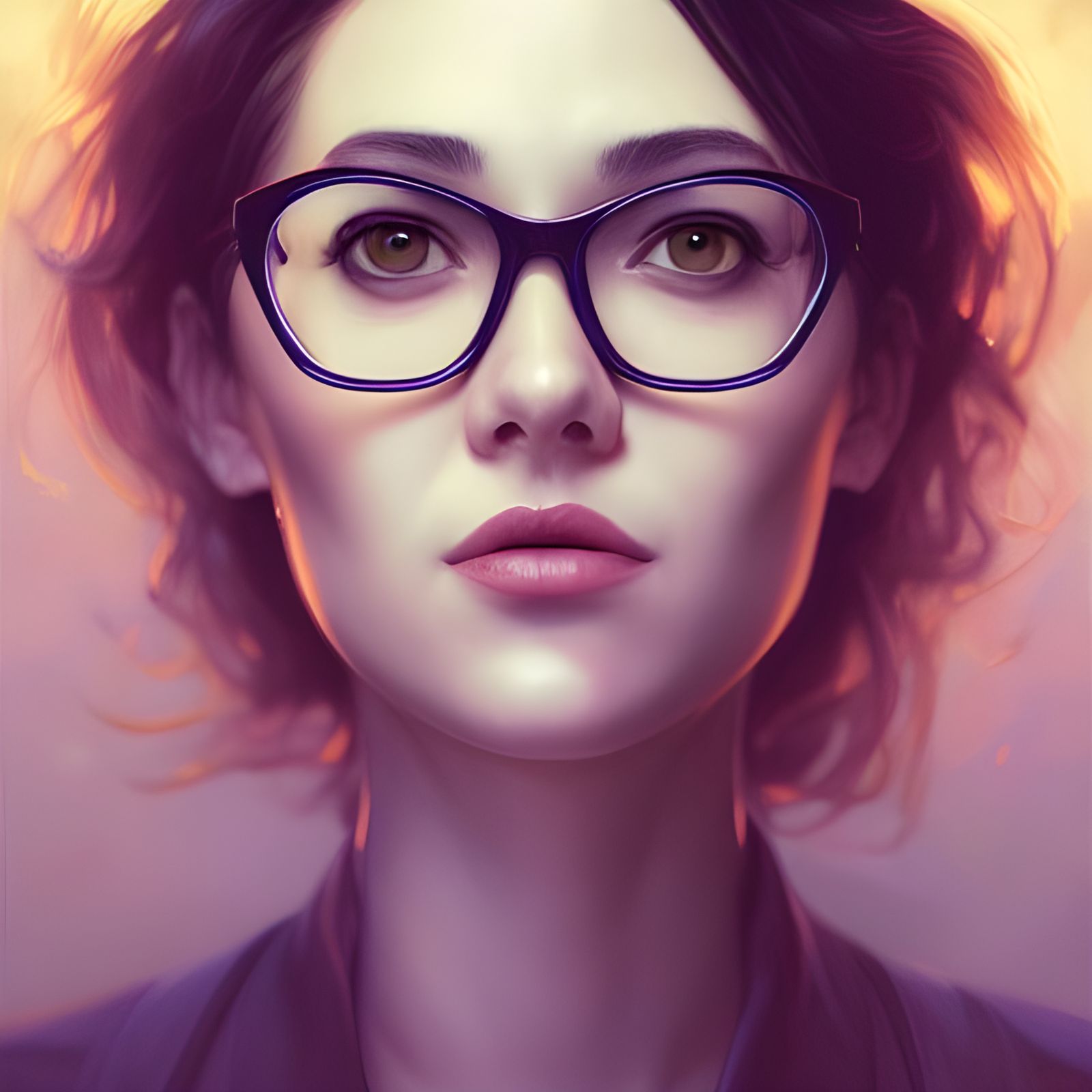 Woman in Glasses, Hyperdetailed Portrait in Artgerm Style