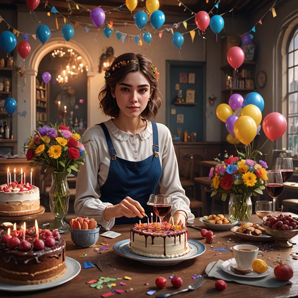 Student Girl's Birthday Surprise: Fantasy Art