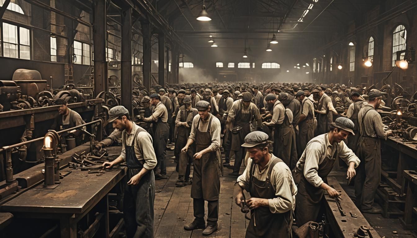Industrial Revolution Factory: Labor and Machines