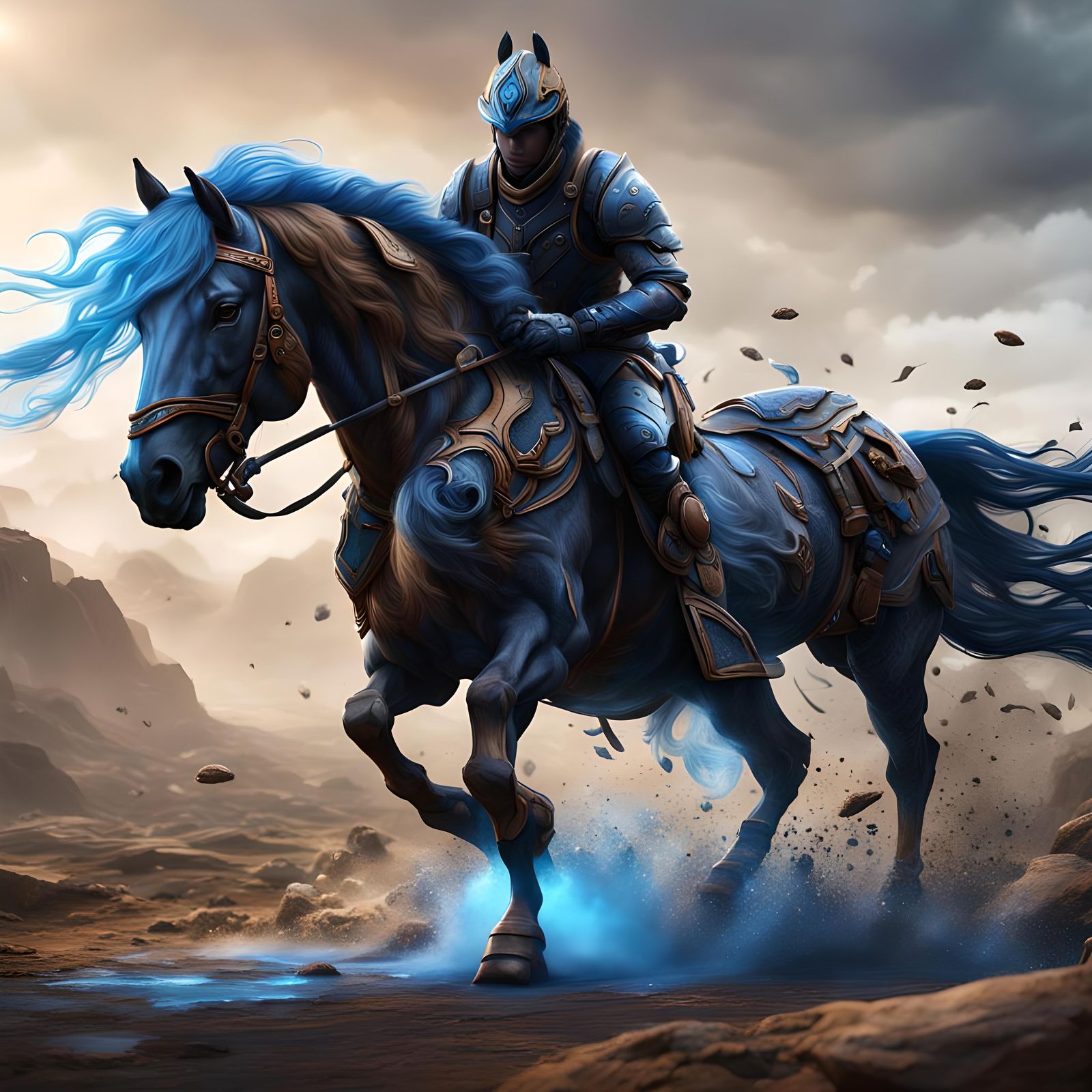 Fantastical Shadow Colored Horse in Detailed Matte Painting