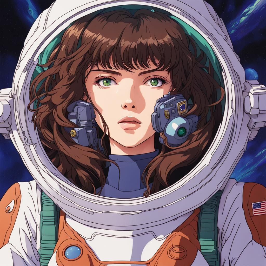 Anime Woman in Space Suit, Ghibli Style
