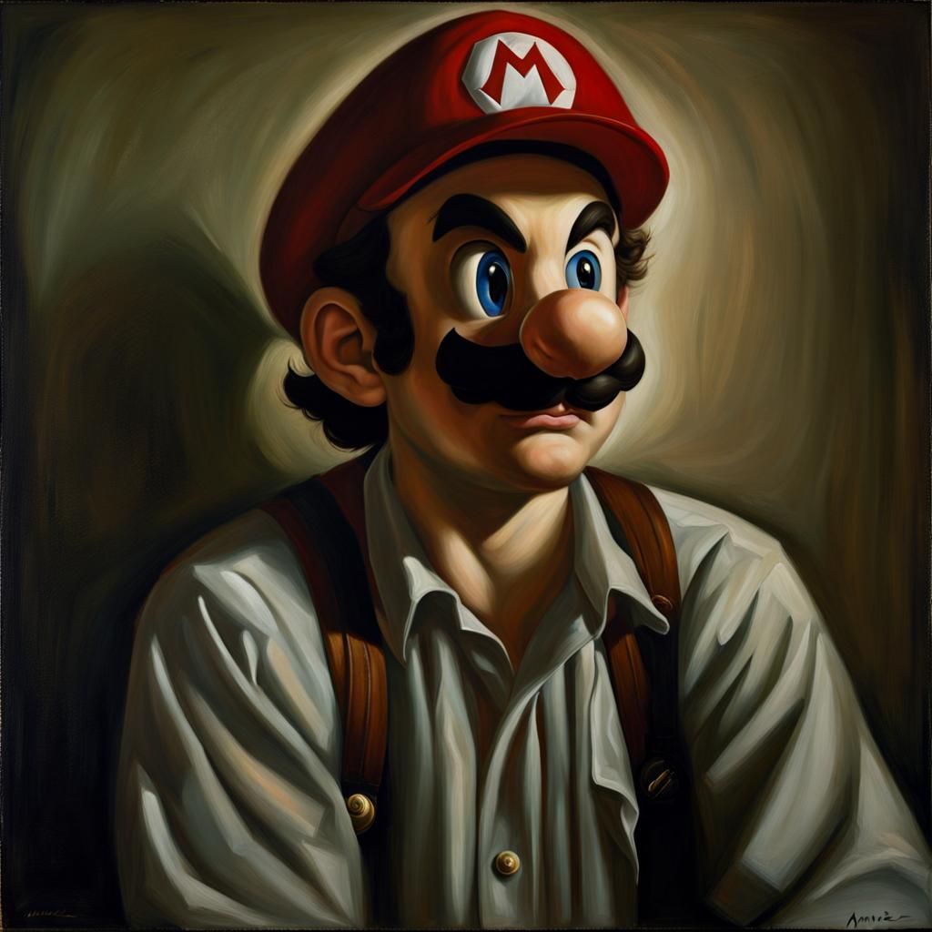 Super Mario Portrait in Romanticism Style