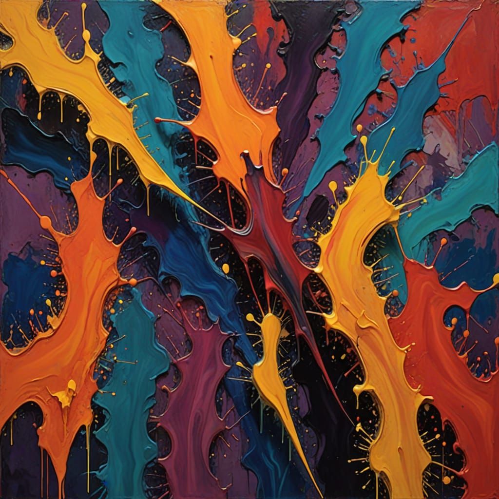 Abstract Expressionism Figure in Vibrant, Layered Colors