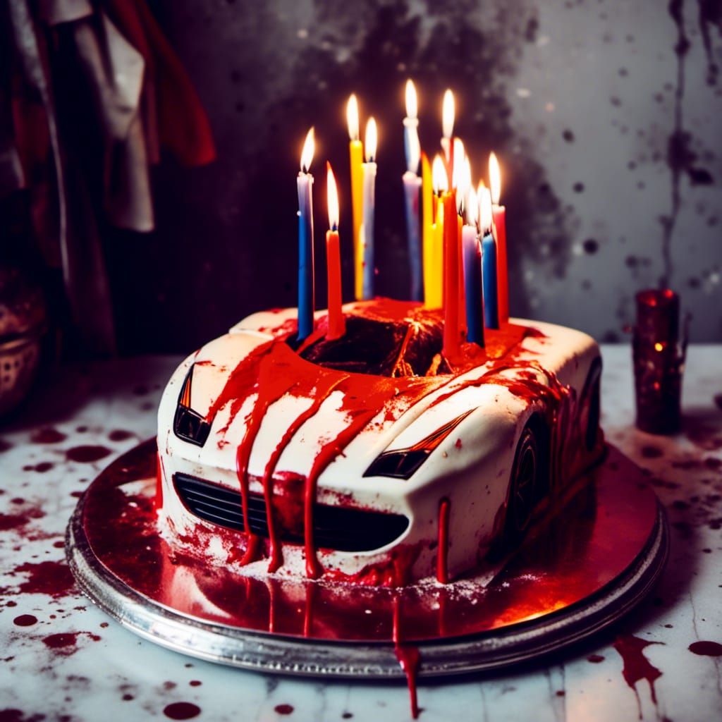 Ferrari Testarossa Birthday Cake with Candles