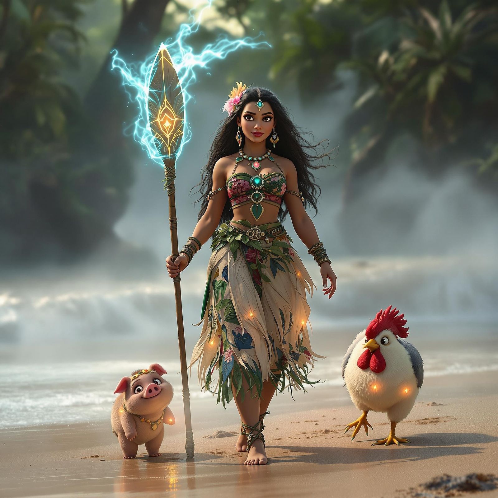 Moana as Enchanted Druidess in Tropical Paradise