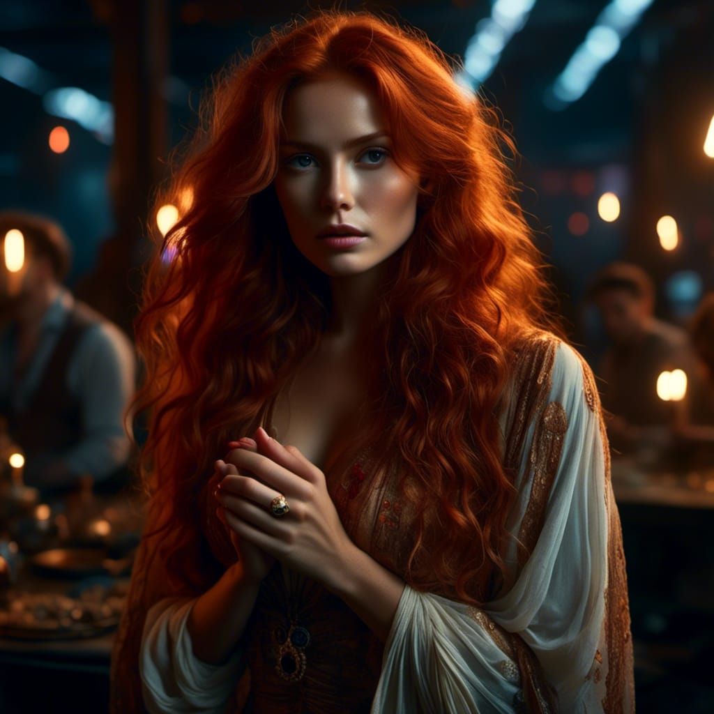 Detailed Portrait of Redhead with Dynamic Lighting