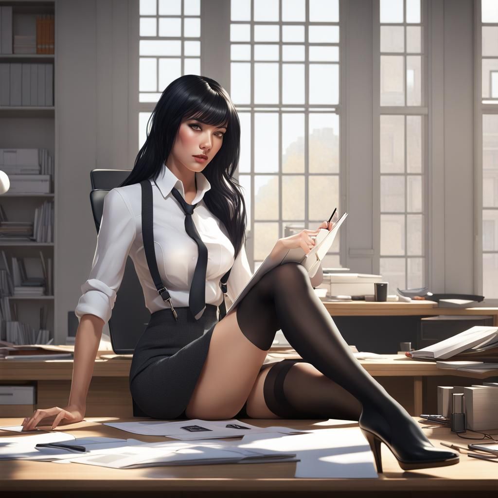 Secretary in Sunny Office: 3D Render Portrait