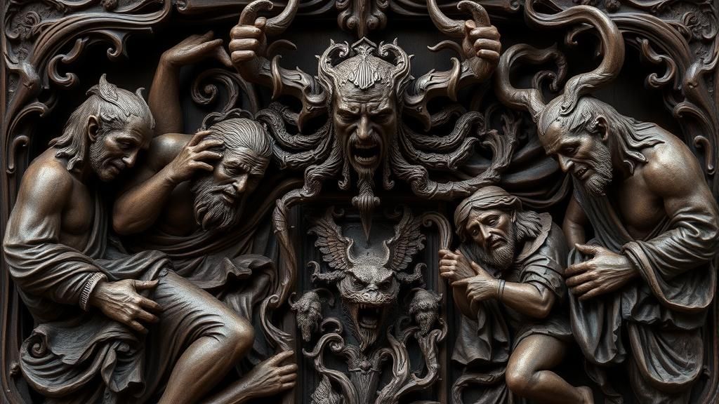 Dante's Inferno: A Gothic Wood Carving Altarpiece